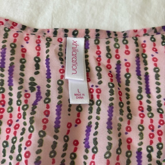 Xhilaration Pink, Red and Purple Kimono Floral Baby Doll Top Sheer Size Large - Picture 4 of 7